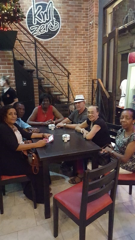 We sat down for a drink after a long walk on Boulervad Obispo